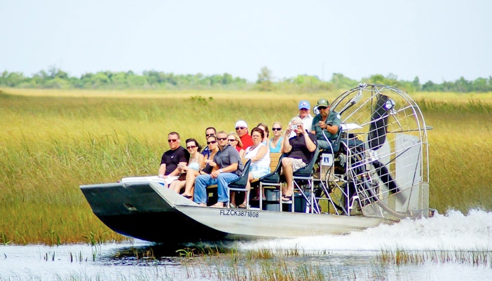 View of guests enjoying Everglades National Park Airboat Tour