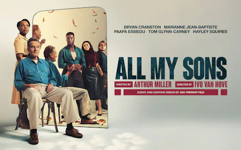 Cast of "All My Sons" West End show with title and credits.