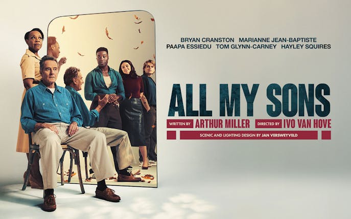 Cast of "All My Sons" West End show with title and credits.