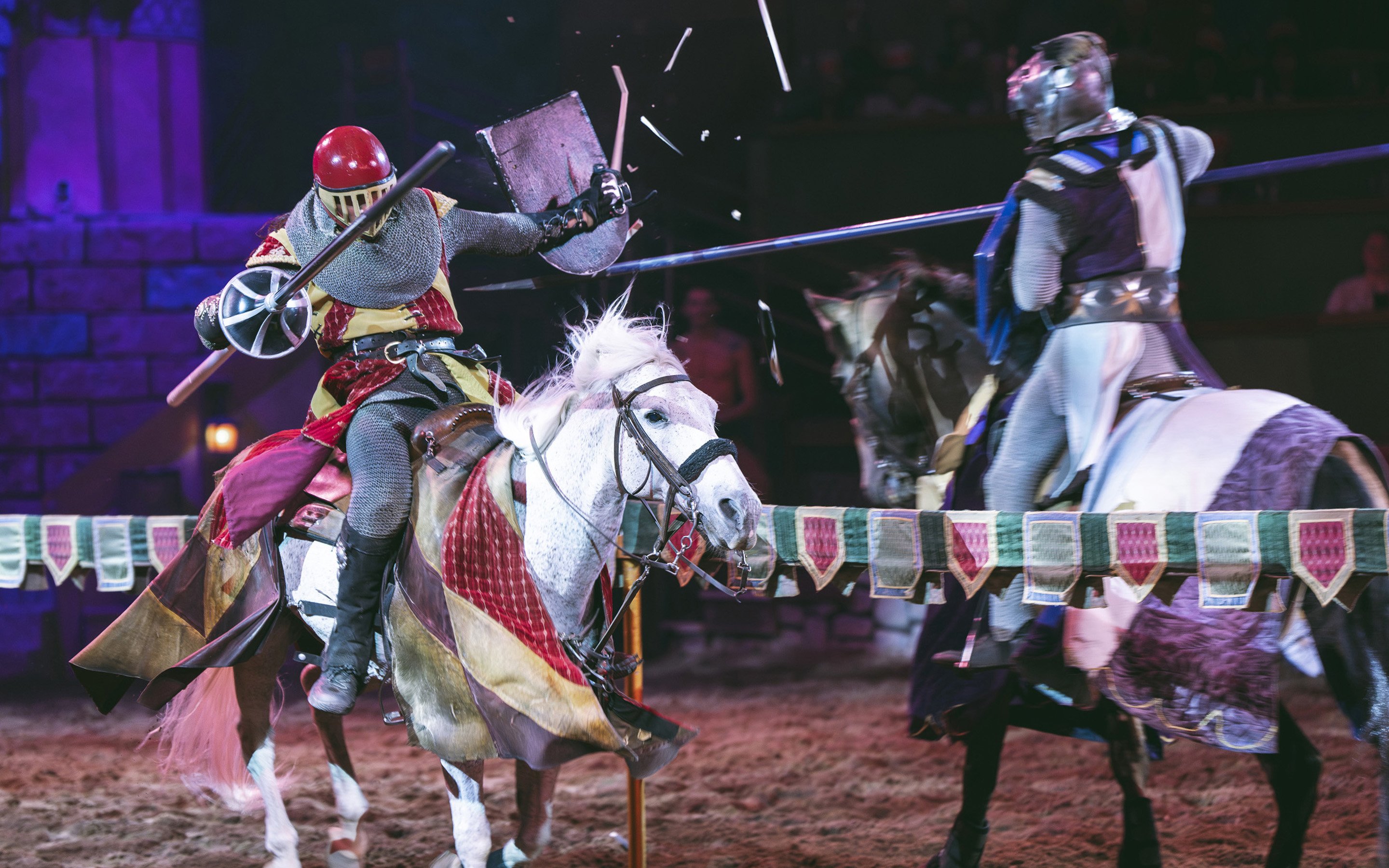 Knights jousting at Tournament of Kings show in Las Vegas.