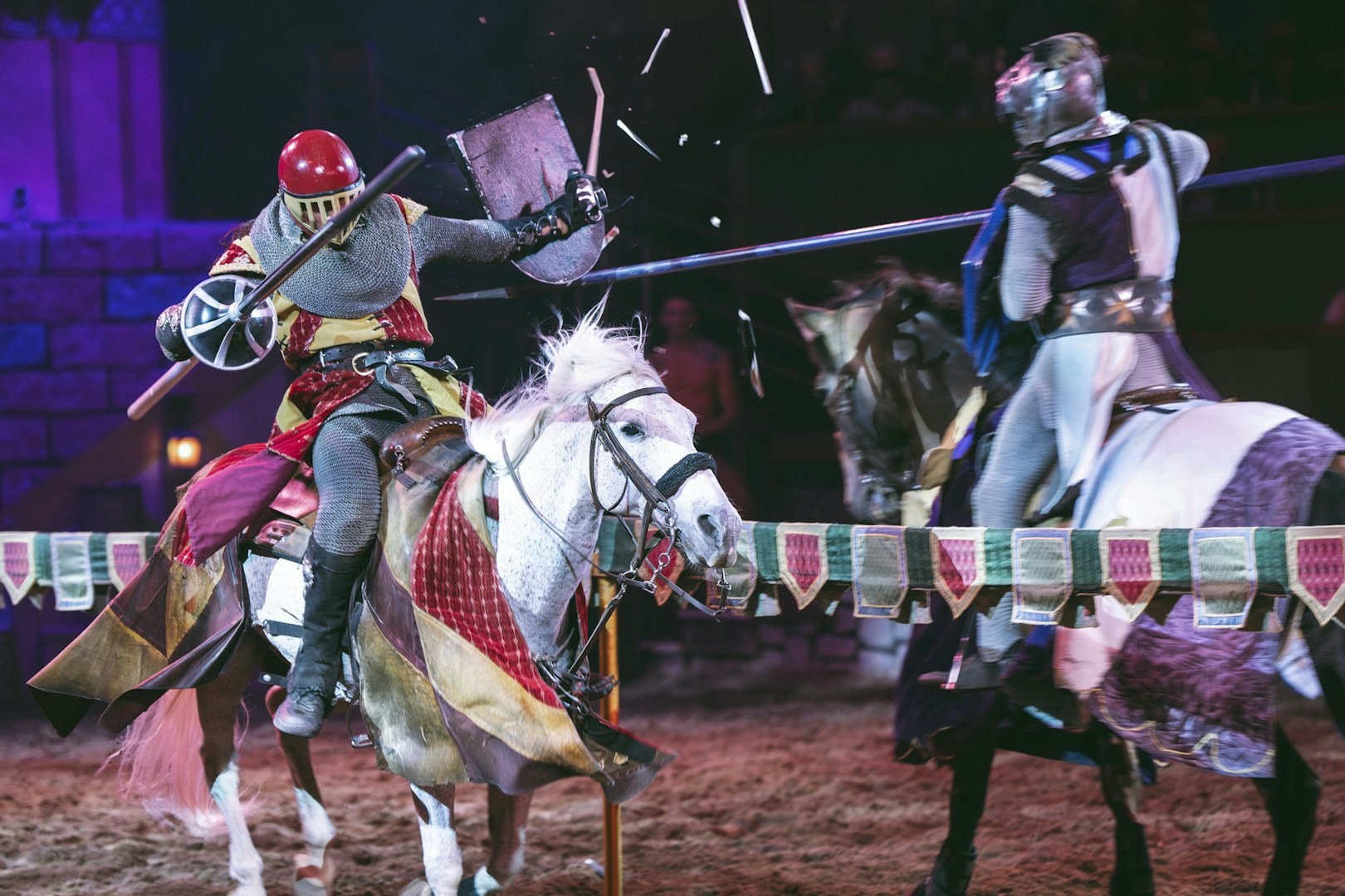 Knights jousting at Tournament of Kings show in Las Vegas.