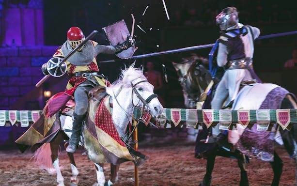 Knights jousting at Tournament of Kings show in Las Vegas.