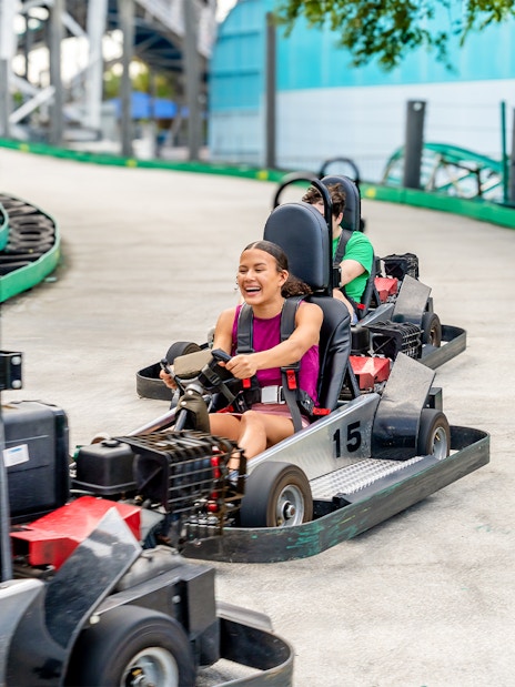 People enjoying go-kart racing at Fun Spot America, Orlando.