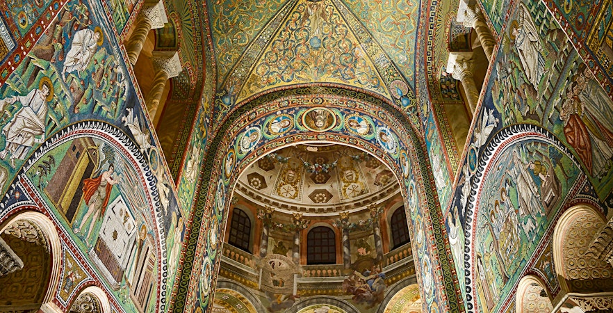 Intricate mosaics of Basilica di San Vitale in Ravenna, Italy