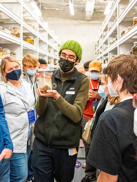 Visitors tour the specimen collection at California Academy of Sciences.