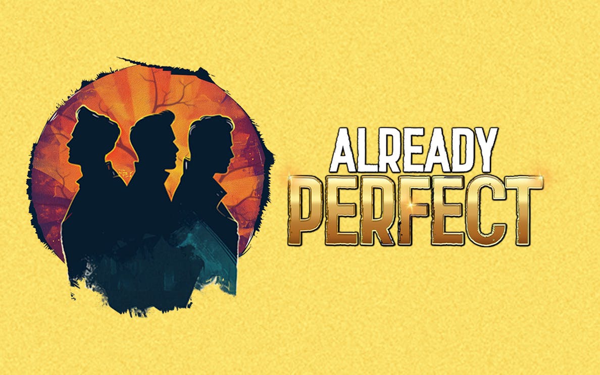 Silhouettes of three people with "Already Perfect" text on a yellow background.
