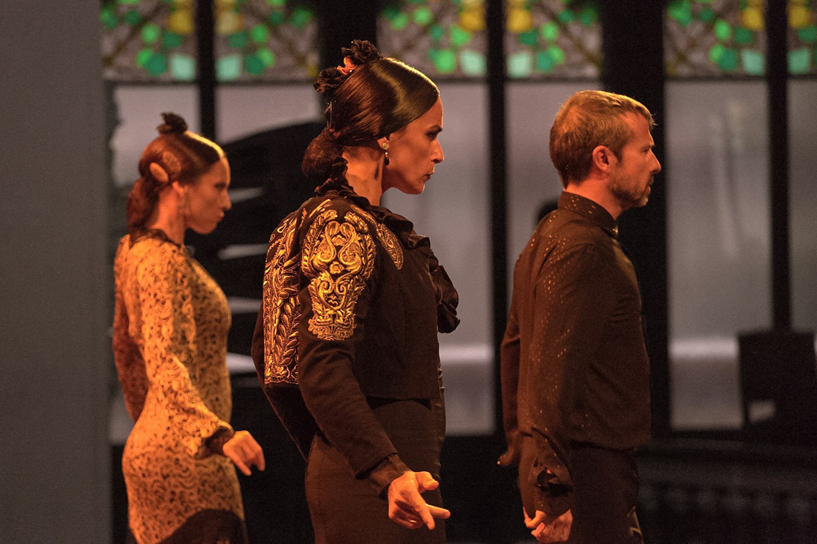 Flamenco dancers performing at Teatro EDP Gran Vía in Madrid.