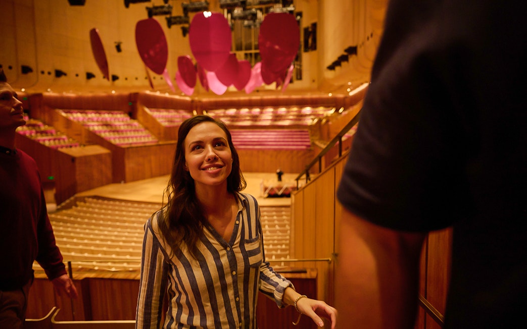 Visitors touring the interior of the Sydney Opera House.
