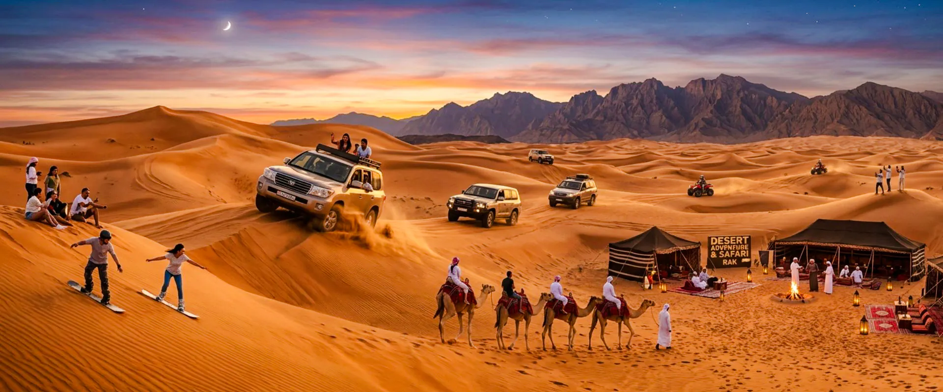 safari nel deserto delle dune rosse di dubai con cena barbecue, giro in cammello, sandboarding e trasferimenti in hotel-1