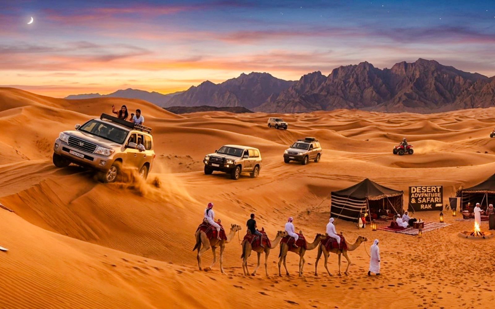 Dubai Red Dunes Desert Safari with BBQ Dinner, Camel Ride, Sandboarding and Hotel Transfers