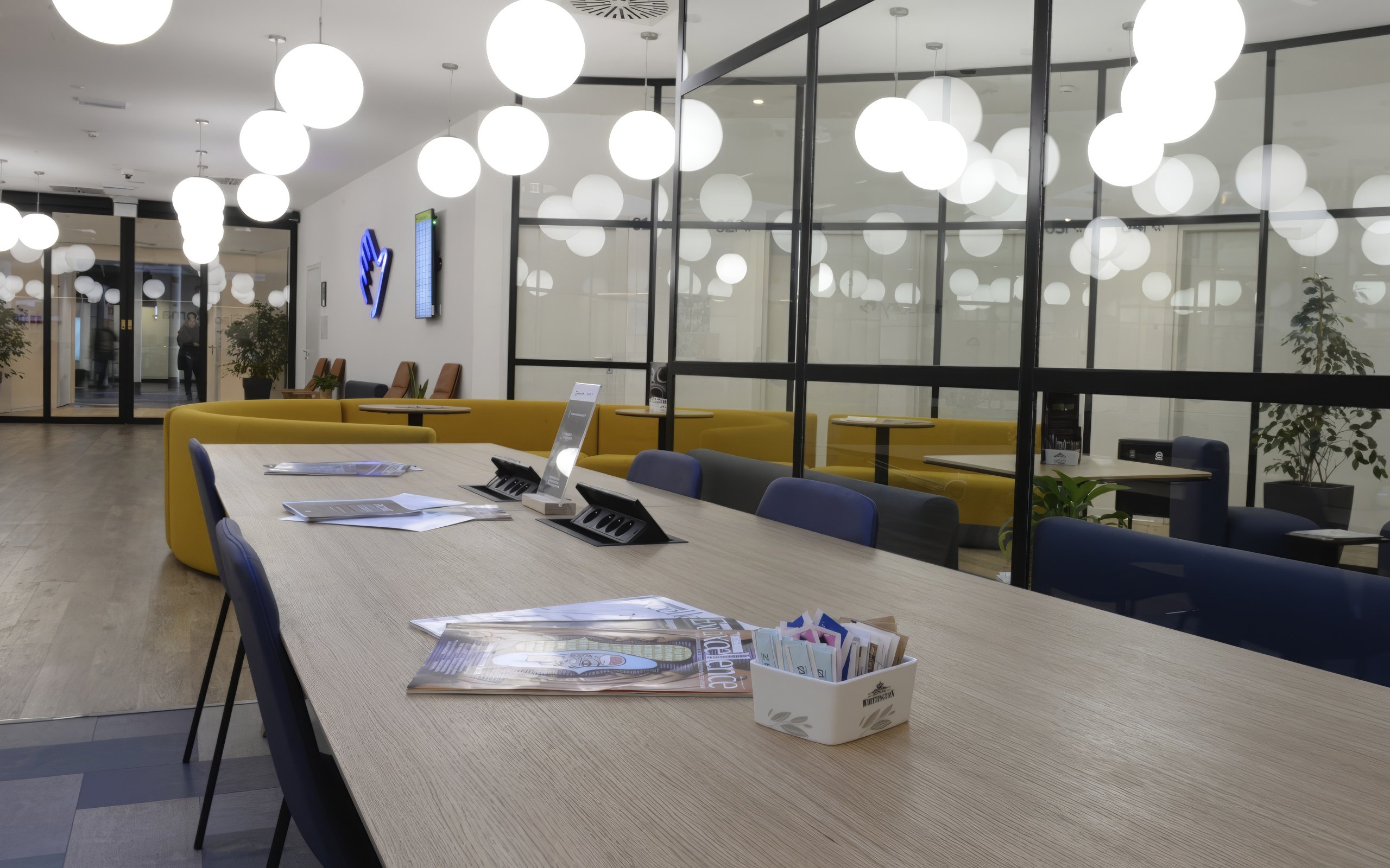 Plaza Premium Lounge seating area at Leonardo da Vinci-Fiumicino Airport, Rome.