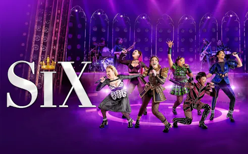 Performers on stage in the musical "Six" at Westend.