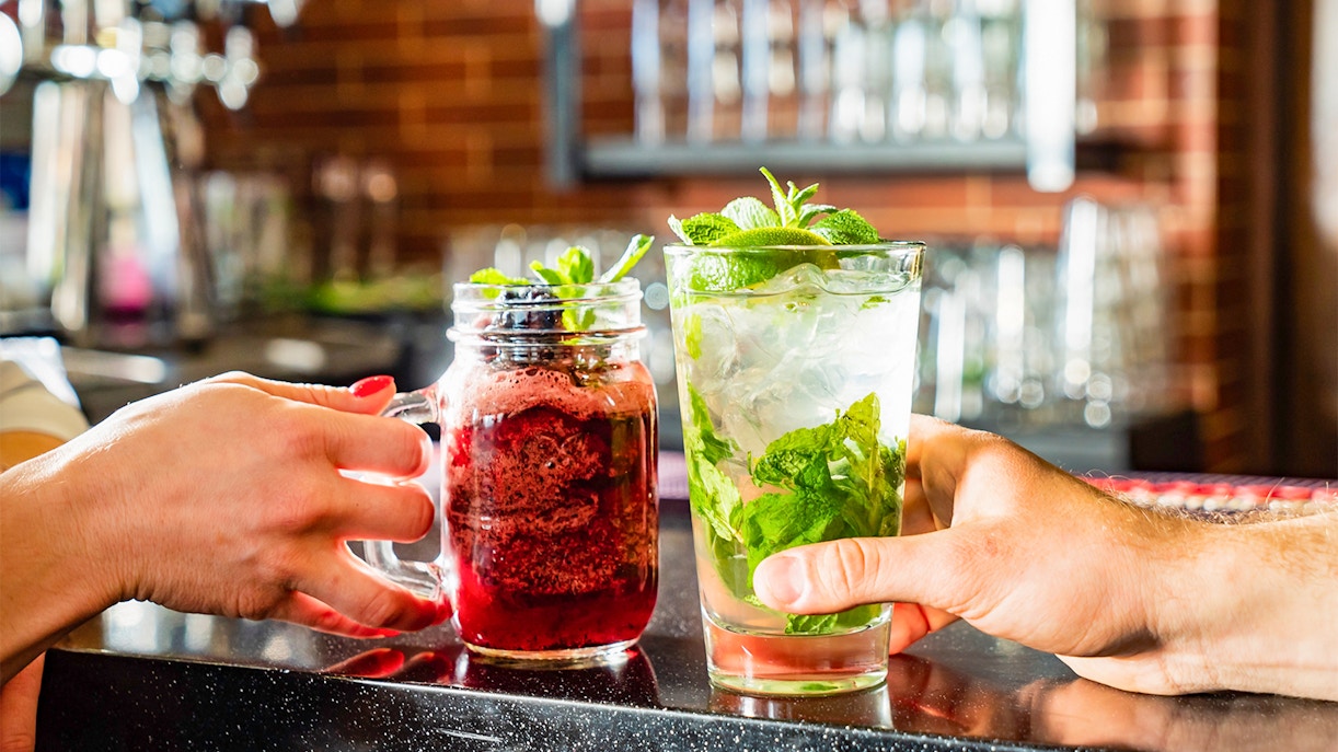 Bleeker Street Lounge interior at Disneyland Paris, showcasing dining area and decor.