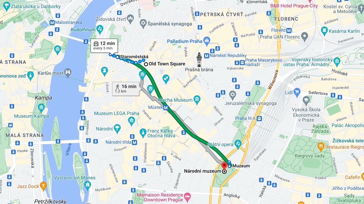 Getting to Prague National Museum By Tram