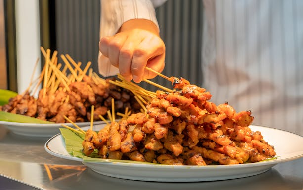 Satay skewers being served at Buffet Ramadan in KL Tower.