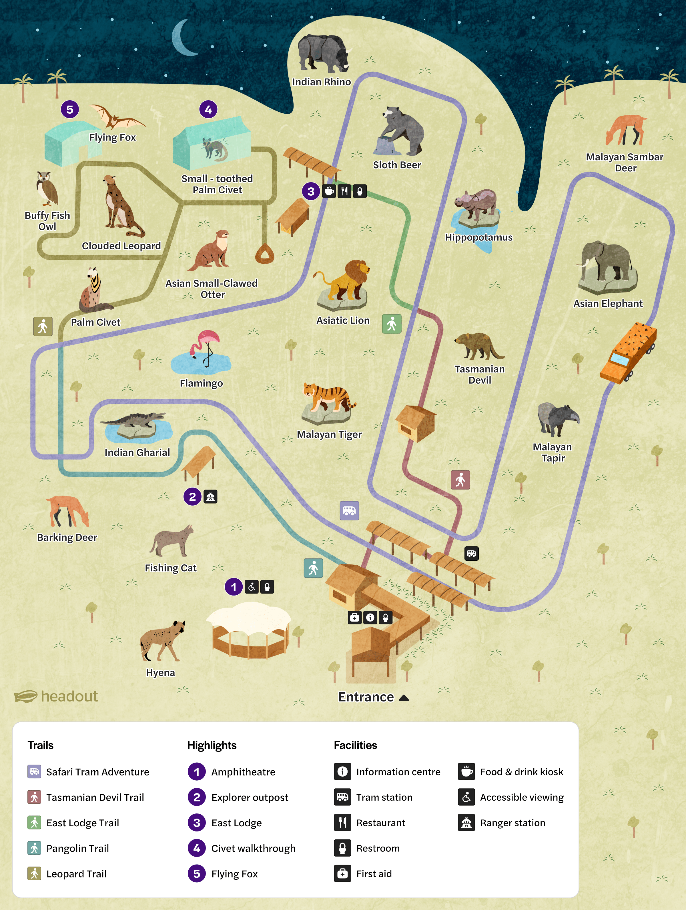 Singapore Night Safari map