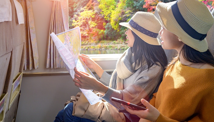 family inside the train