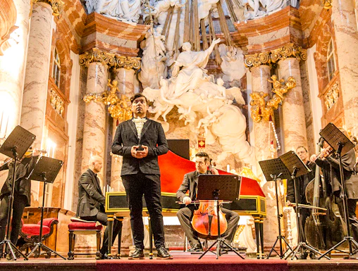 Musicians performing Vivaldi's Four Seasons at Karlskirche, Vienna.