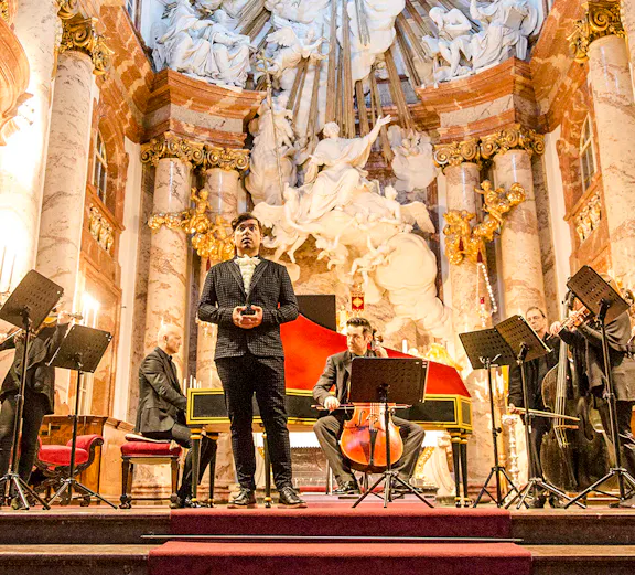Musicians performing Vivaldi's Four Seasons at Karlskirche, Vienna.