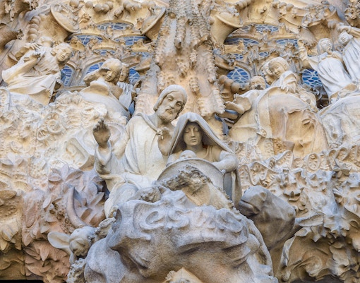 Sagrada Familia Glory Facade in Barcelona with intricate architectural details.