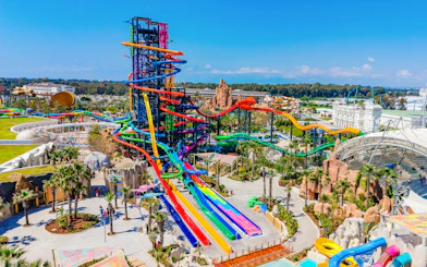 Waterfly ride with colorful slides at The Land Of Legends Theme Park.