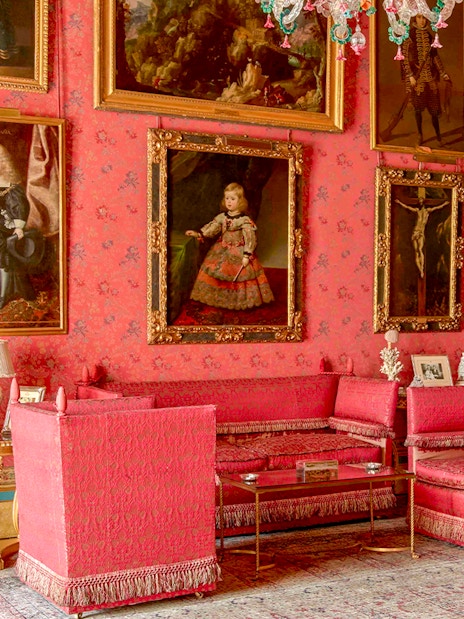 Paintings collection in ornate room at Liria Palace, Madrid.