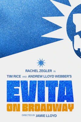 Evita Broadway poster featuring Rachel Zegler, directed by Jamie Lloyd