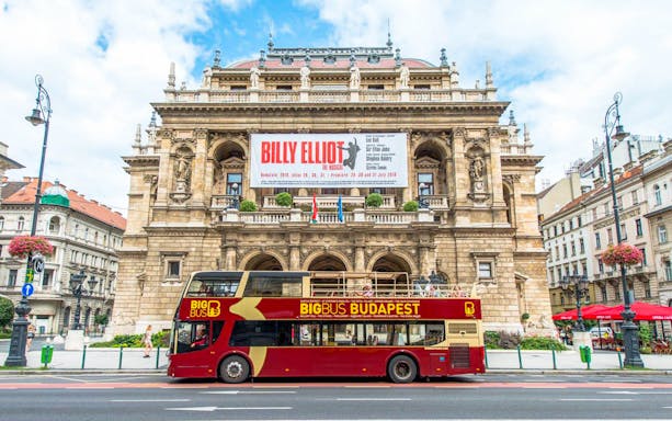 Big Bus Budapest in front of the Hungarian State Opera House.