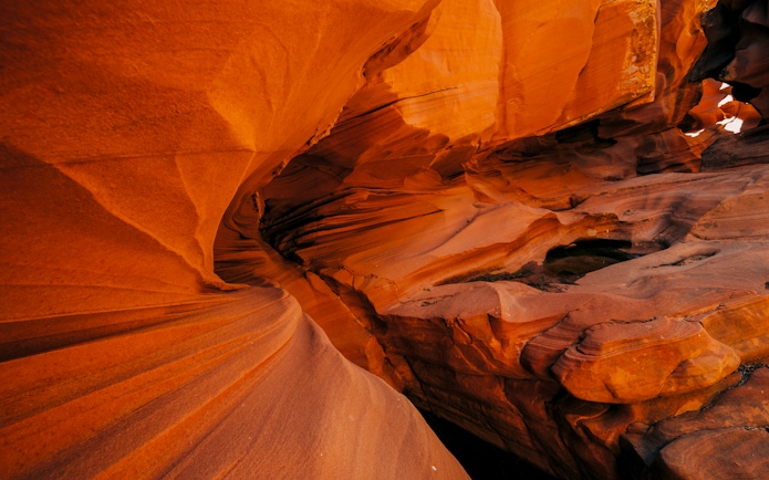 Curved sandstone formations in Deer Canyon, Arizona.