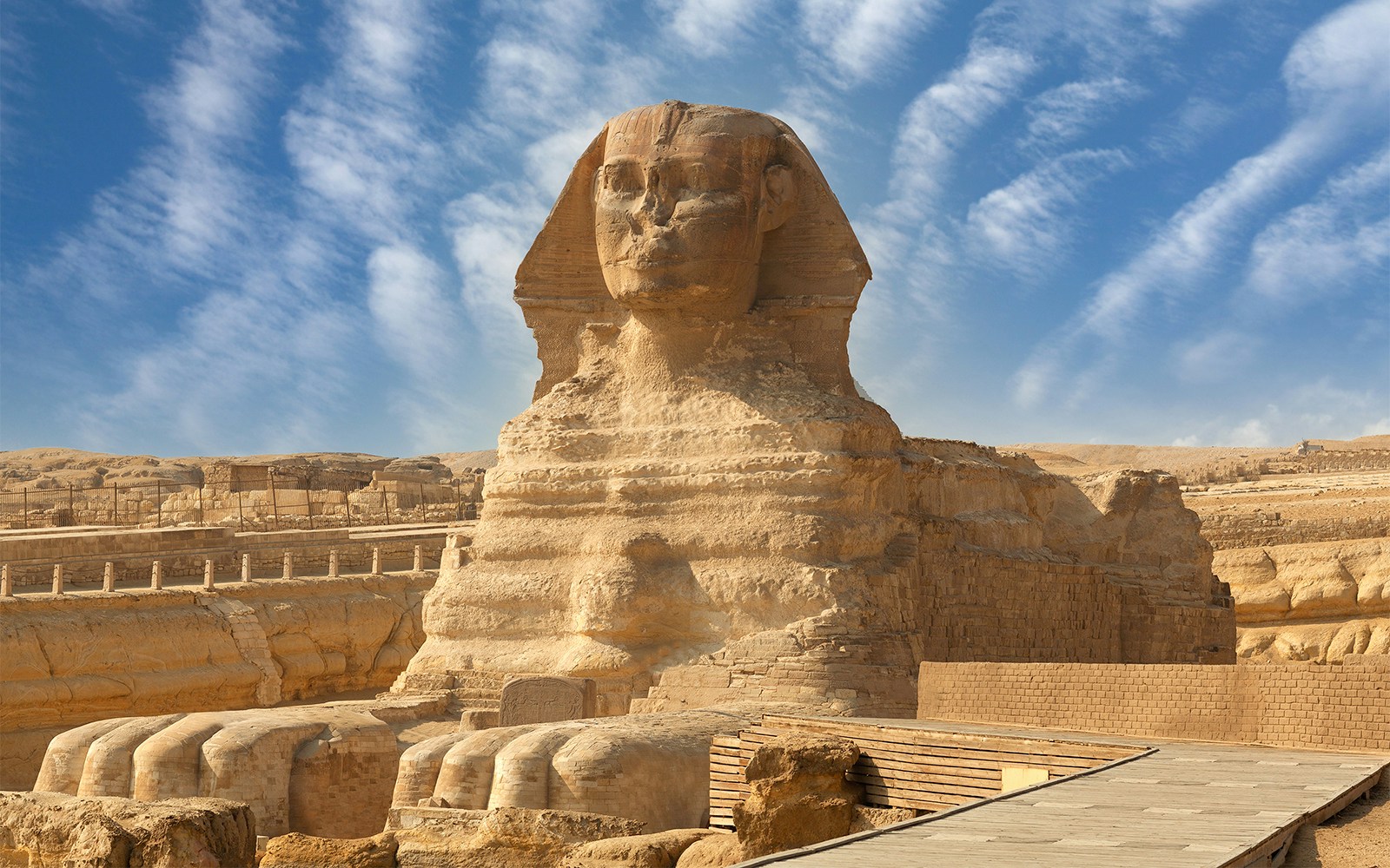 Great Sphinx of Giza with clear blue sky in the background.
