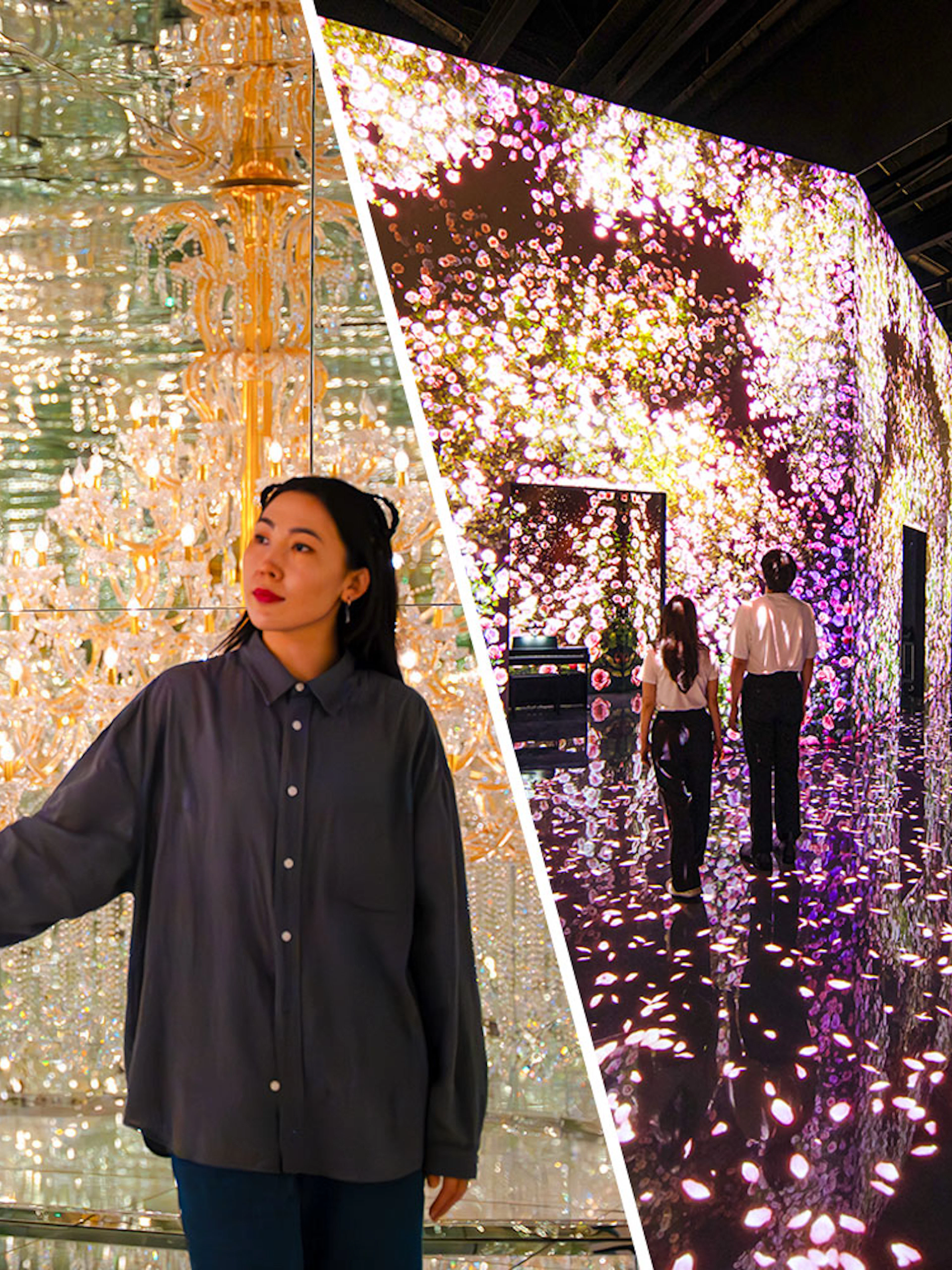 Tourists exploring immersive light installations at House of Hype, Dubai.