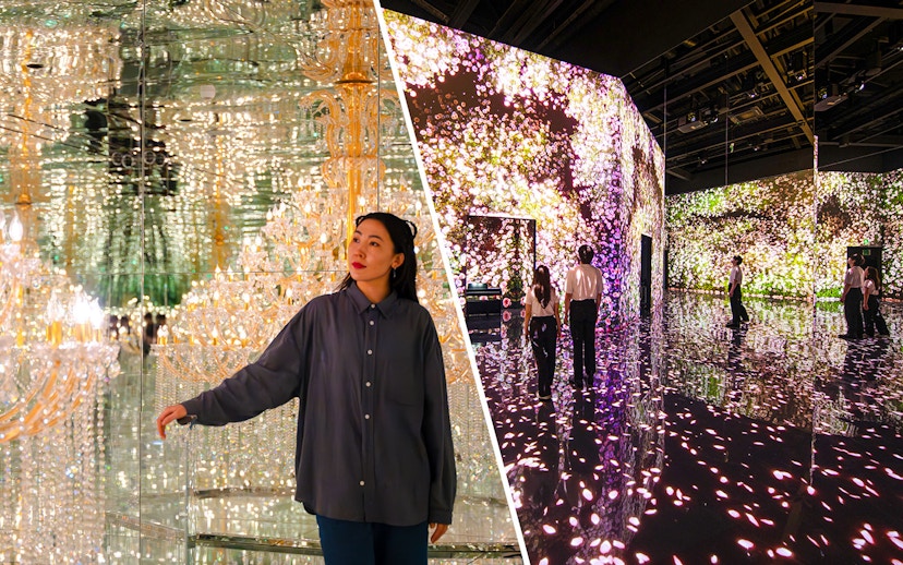 Tourists exploring immersive light installations at House of Hype, Dubai.