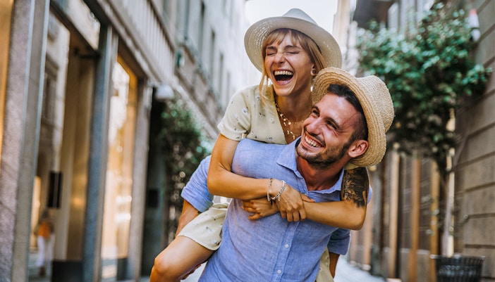 Couple enjoying a romantic evening in Central Park, New York City, during Valentine's Day.
