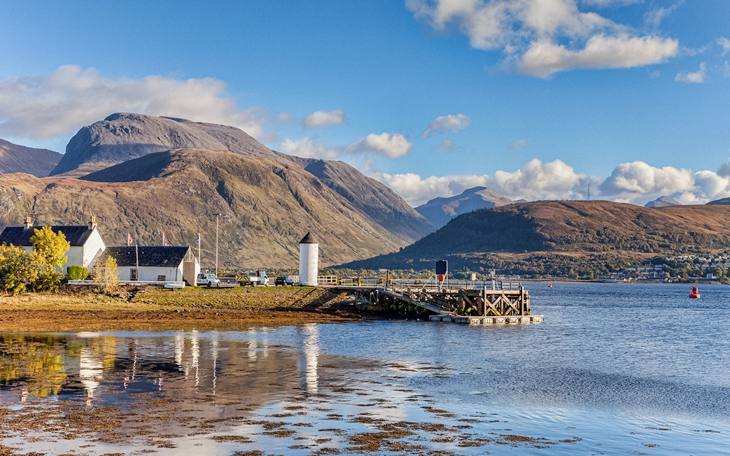 Fort William landscape with mountains and loch, view from Edinburgh tour.