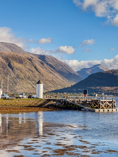 Fort William landscape with mountains and loch, view from Edinburgh tour.
