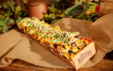 Box of loaded nachos at Knott's Boysenberry Festival, Knott's Berry Farm.