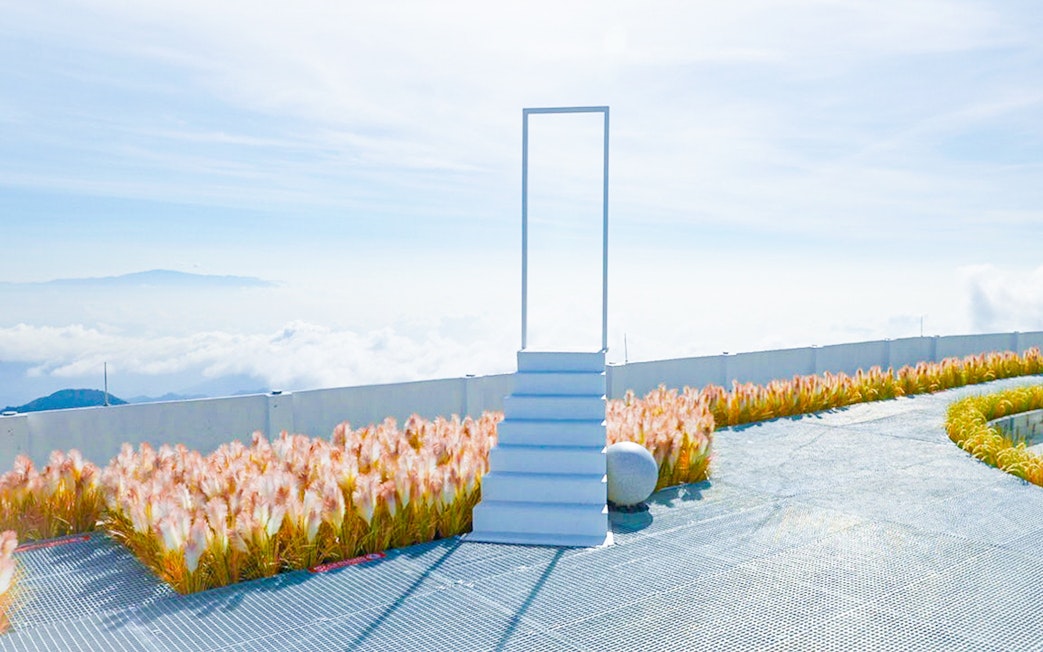 Rooftop view with a white frame and stairs at Hoverland, Wyndham Ion Majestic Hotel, Genting Highlands.