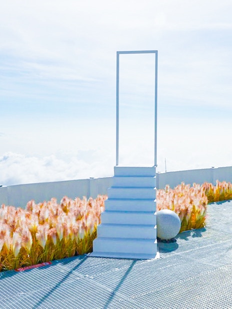 Rooftop view with a white frame and stairs at Hoverland, Wyndham Ion Majestic Hotel, Genting Highlands.
