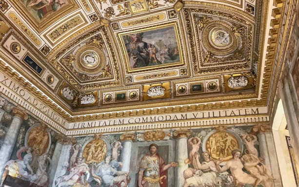 Ceiling fresco and ornate decorations inside Castel Sant'Angelo, Rome.