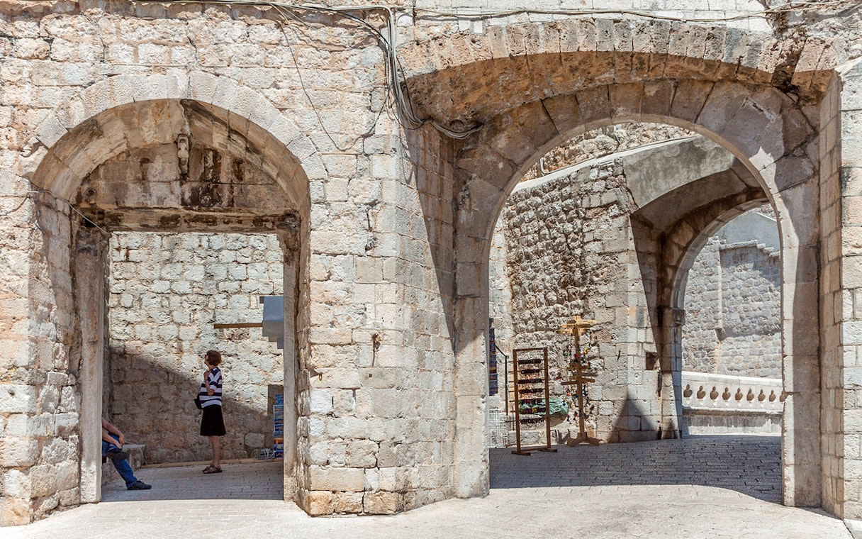 Stone arches in Dubrovnik's Old Town, part of the King's Landing Walking Tour.