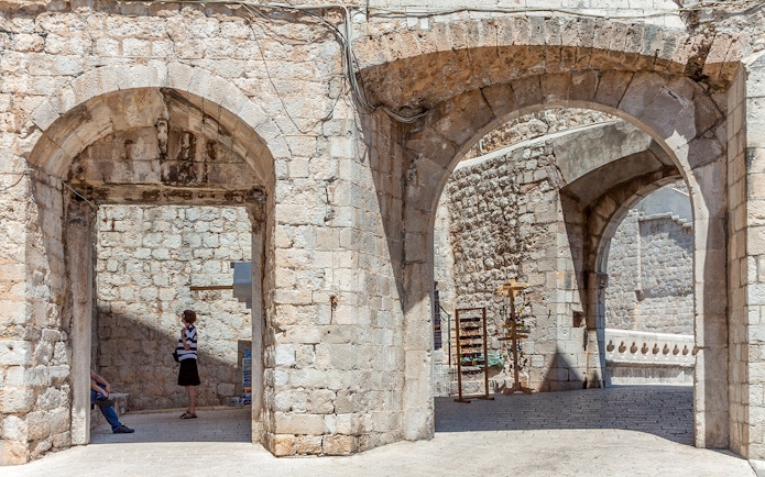 Stone arches in Dubrovnik's Old Town, part of the King's Landing Walking Tour.