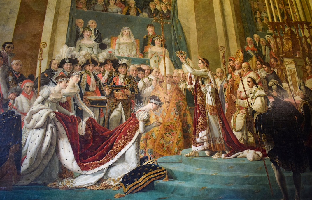 Napoleon crowning himself Emperor painting in Louvre