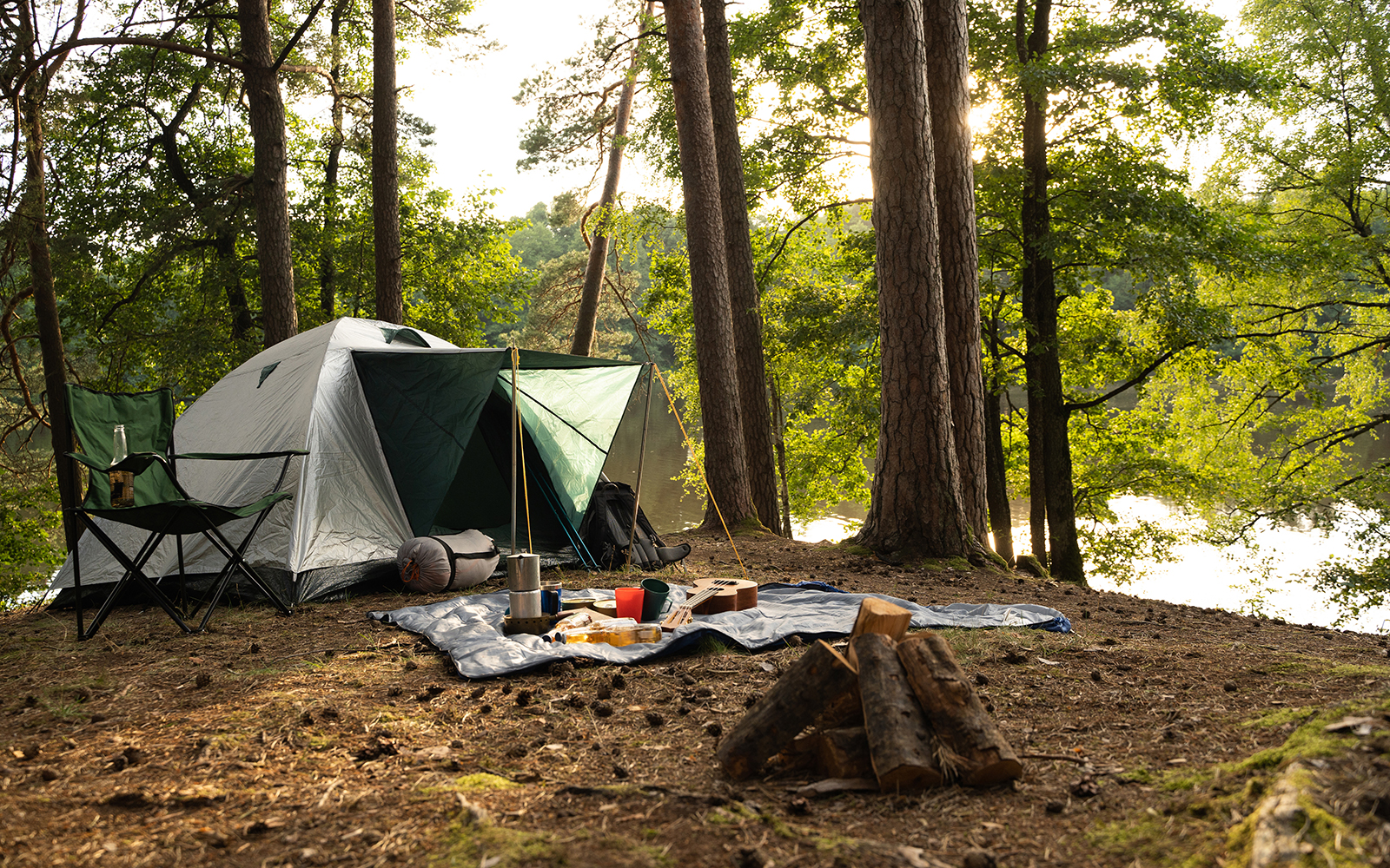 Camping in forest
