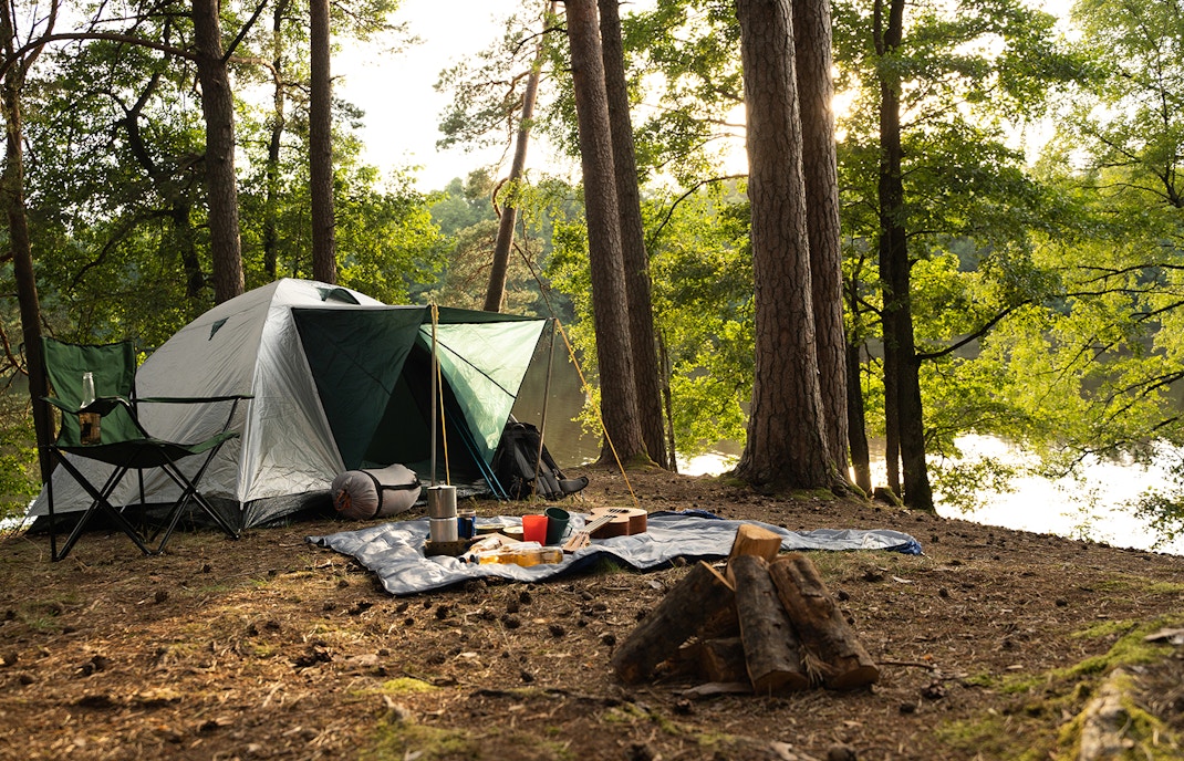 Camping in forest