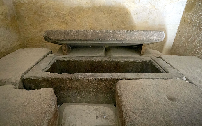 Ancient crypt inside the second Great Pyramid of Giza, Cairo, Egypt.