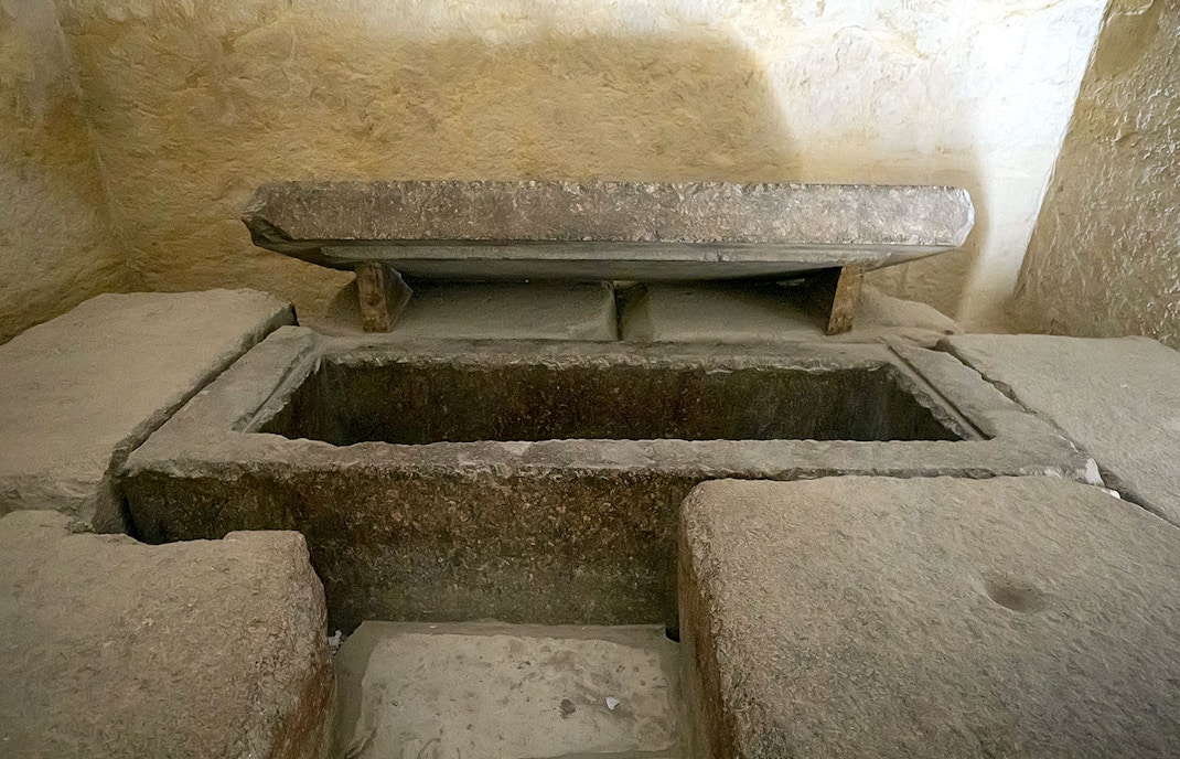 Ancient crypt inside the second Great Pyramid of Giza, Cairo, Egypt.