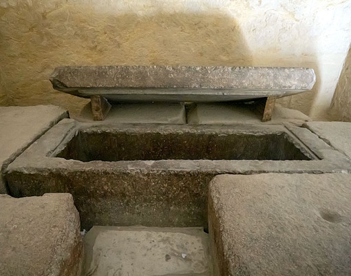 Ancient crypt inside the second Great Pyramid of Giza, Cairo, Egypt.