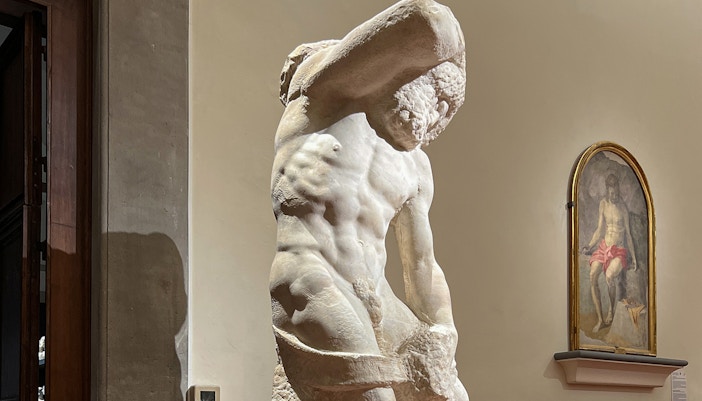 Unfinished sculpture in Accademia Gallery, Florence, Italy.