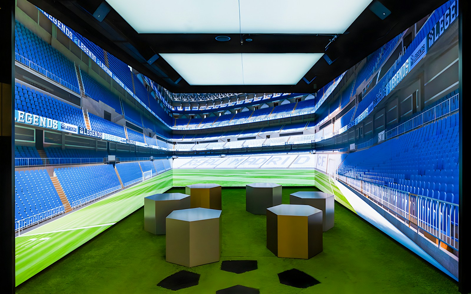 Metaverse Land exhibit in Madrid featuring Legends Collection interactive displays.