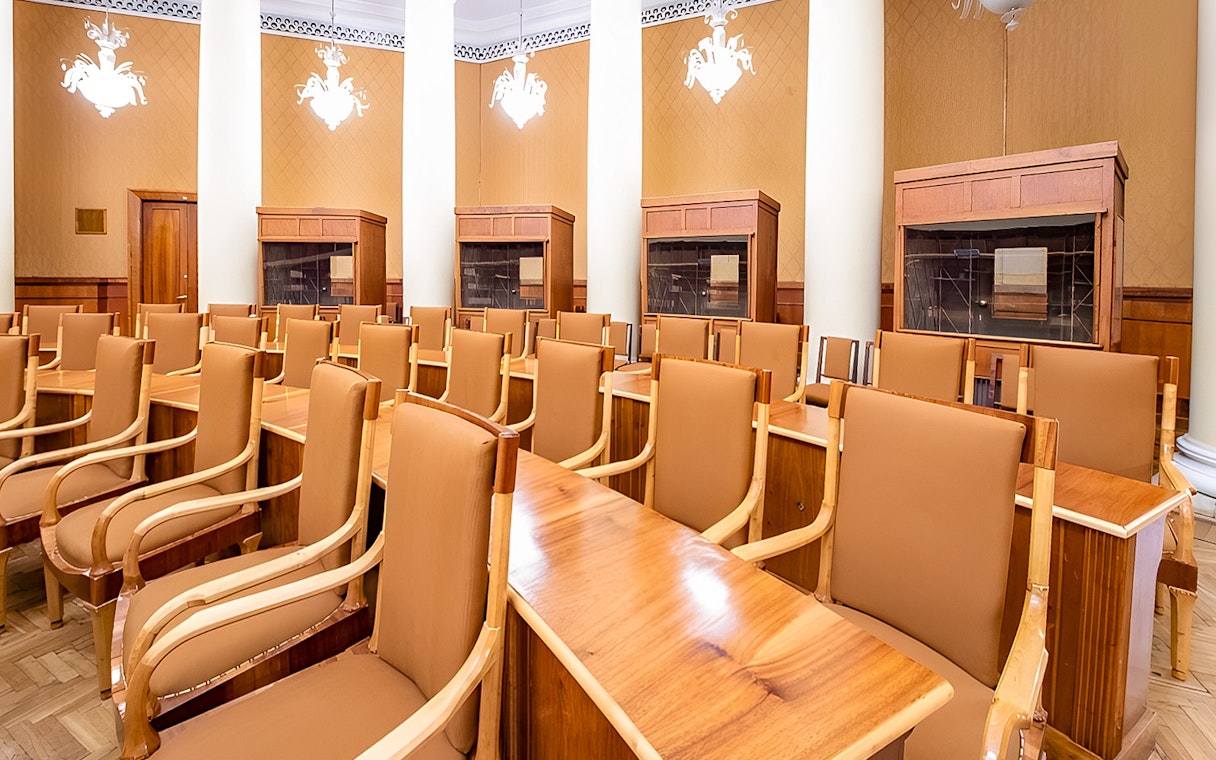 Conference room inside Palace of Culture and Science, Warsaw.